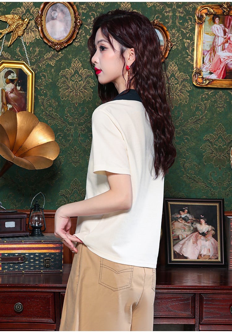 【tops】POLOネックカラーマッチングTシャツG21359