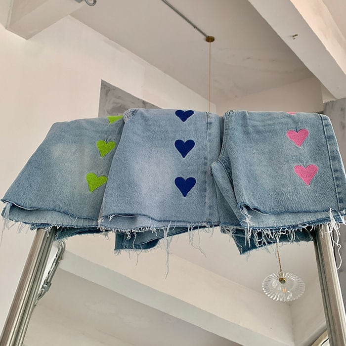 【bottoms】ハートデニムショートパンツG21294