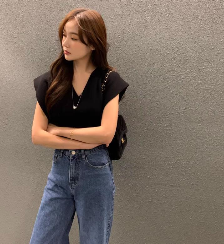 【tops】4色VネックニットベストF7425