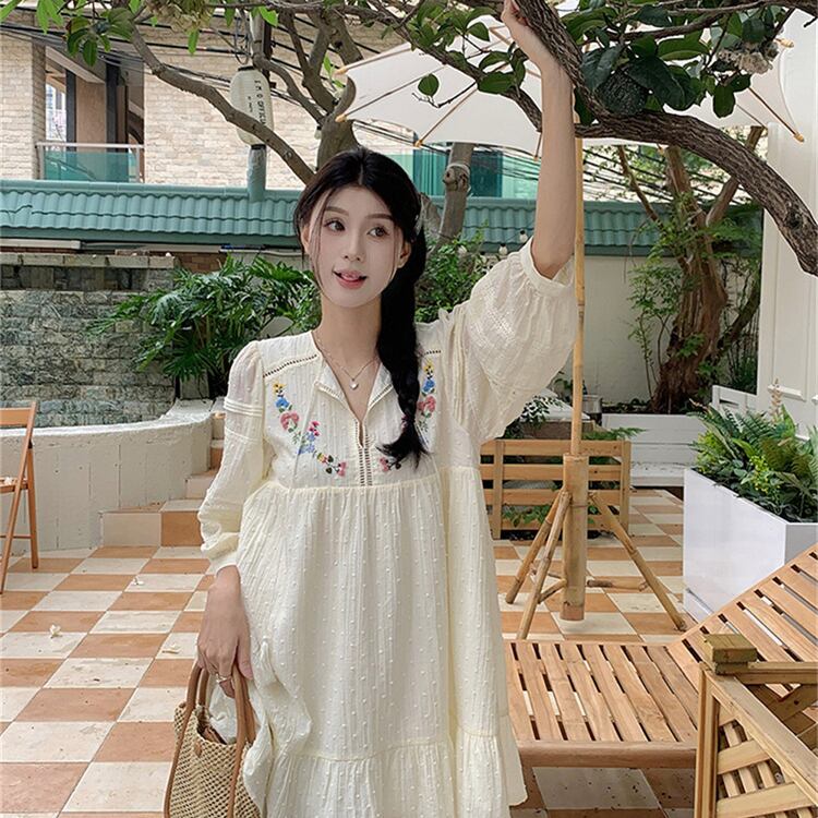 【dress】ランタンスリーブ花柄ワンピース G20348