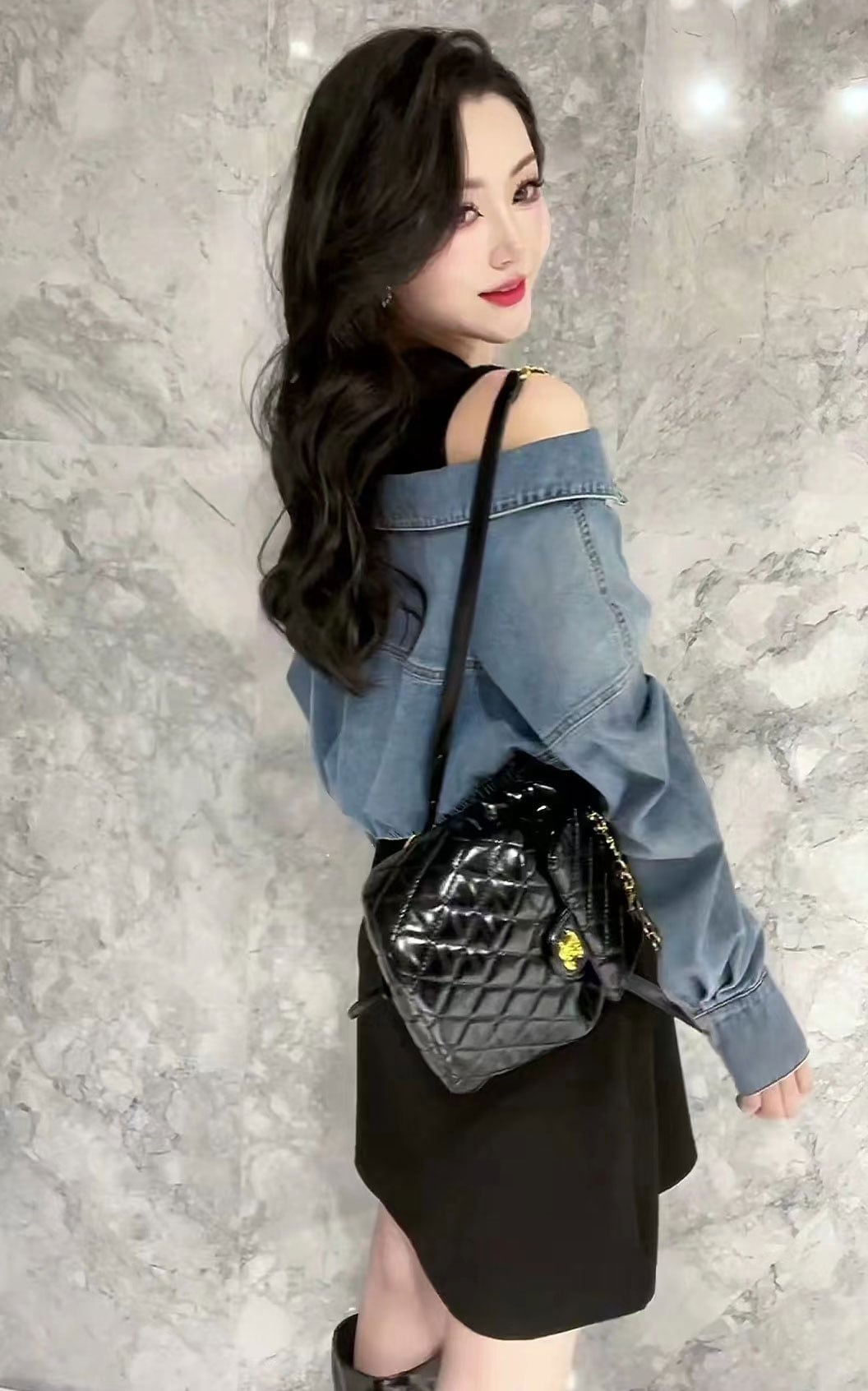 【dress】デニム切り替えワンピース　M26417