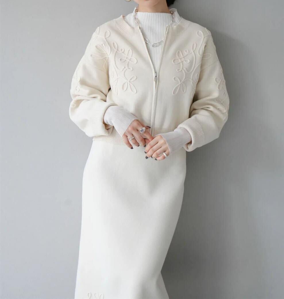 【set】ノーカラーショートジャケット×ロングスカートセット　N2751