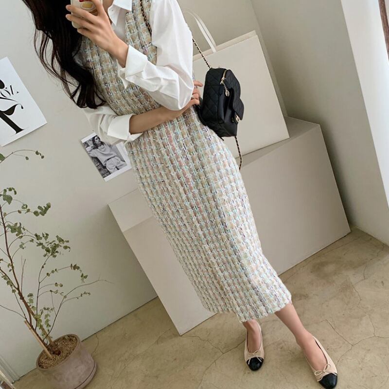 【dress】ツイードノースリーブワンピース　N2197