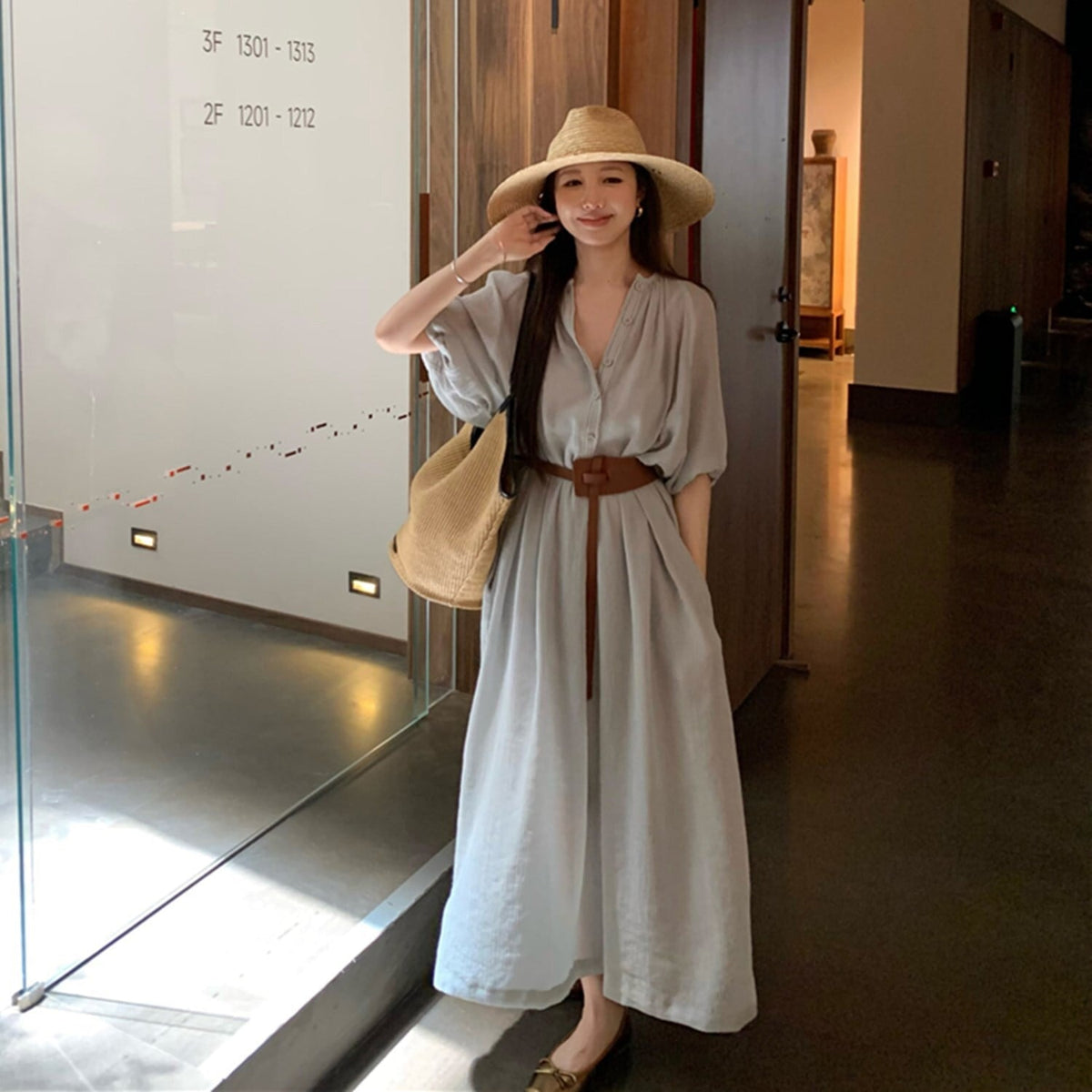 【dress】ベルト付きシャツワンピース　N2670