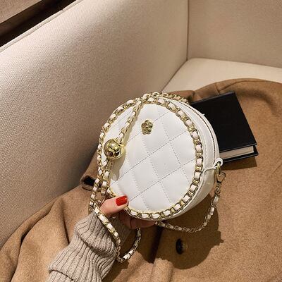 【小物】 高級感 レトロ無地斜め掛けファスナーデザインジッパーバッグ