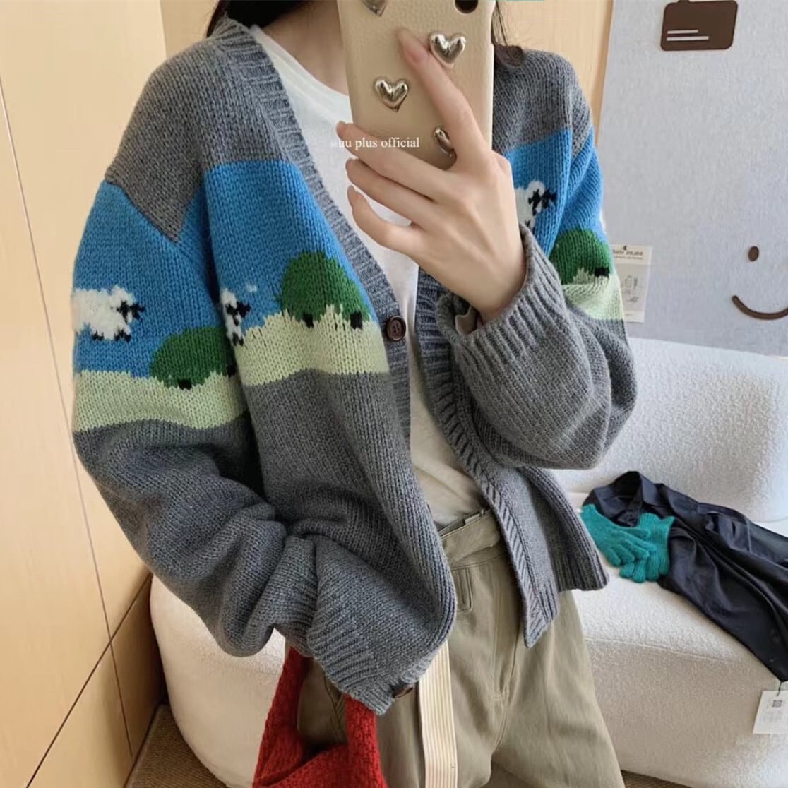【outer】ジャカードニットカーデ　M27350