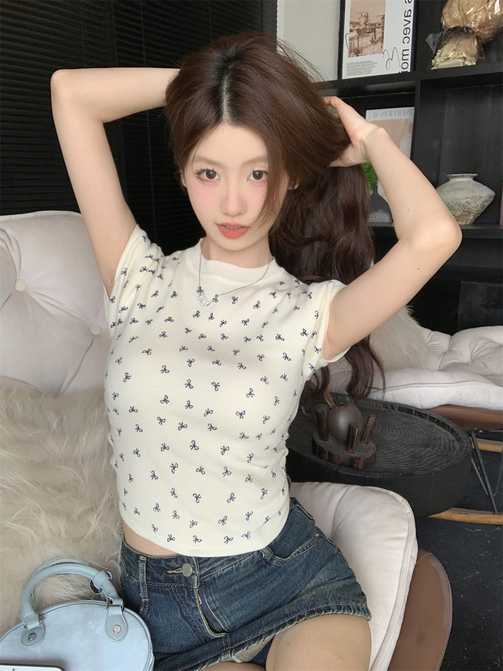 【tops】リボンニットTシャツG21554