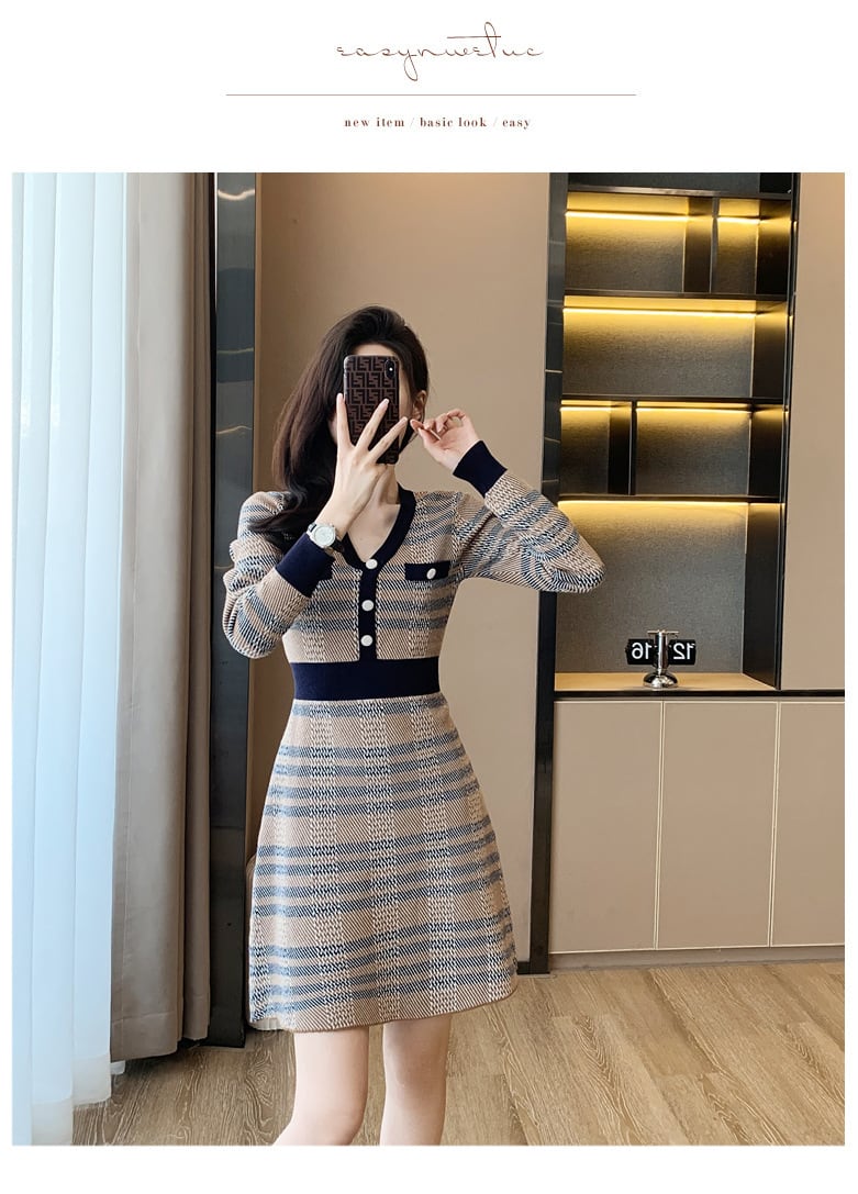 【dress】Vネックワンピース　M25463