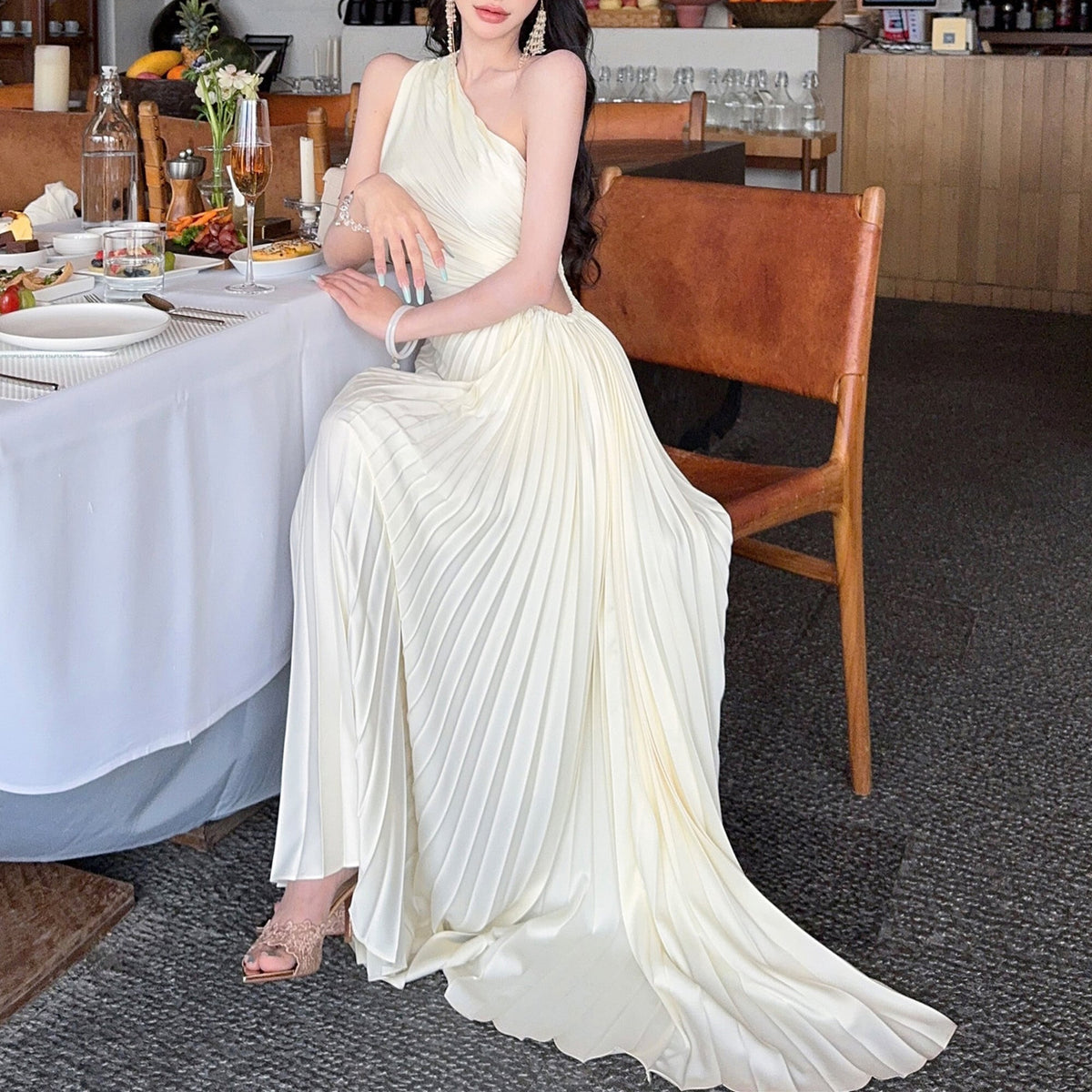 【dress】ウエストカットワンショルダーワンピース　M30508