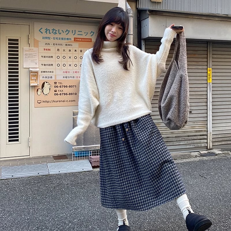 【tops】ハイネックニットトップス Q7393
