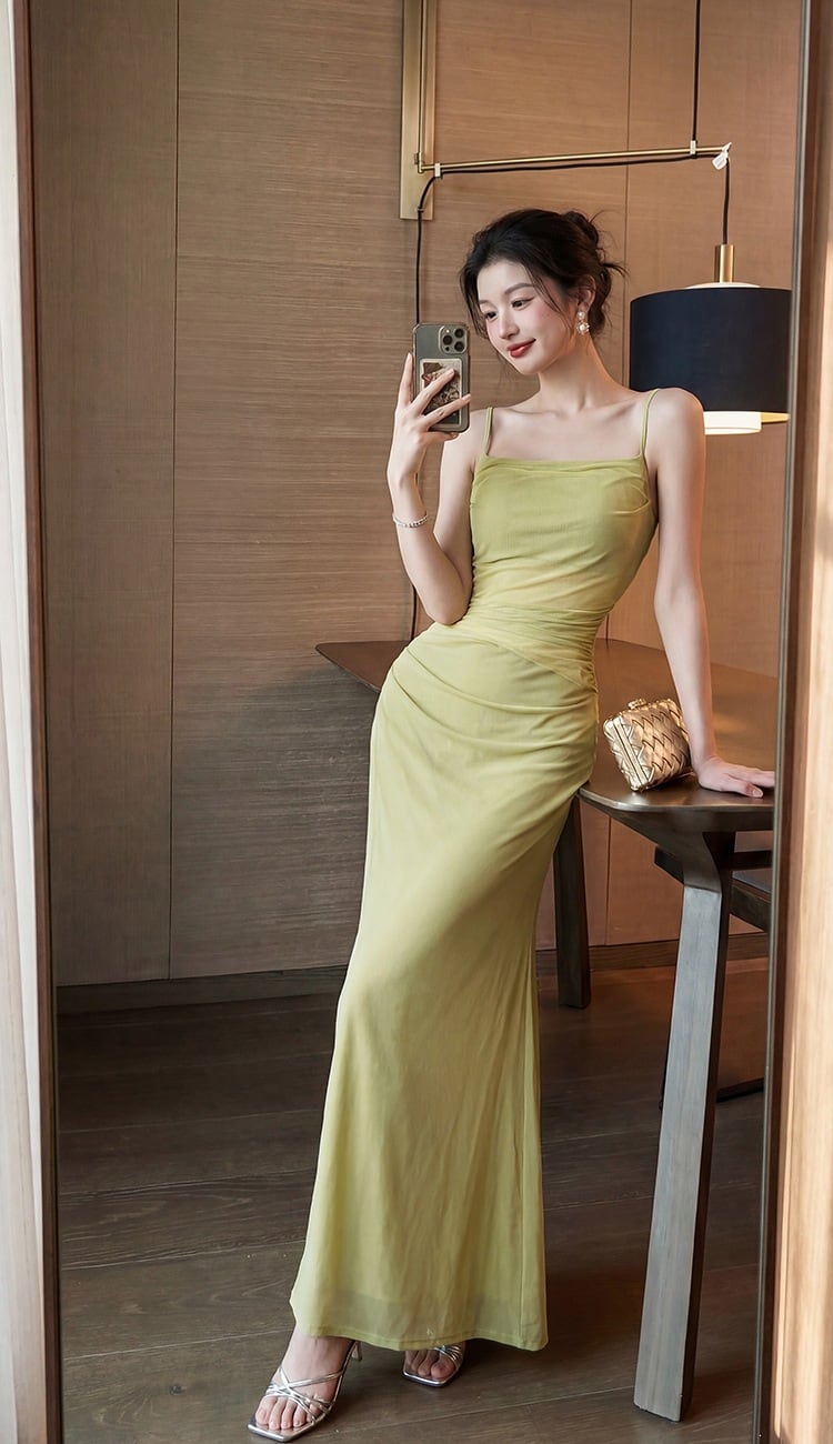 【dress】シアーチュールドッキングキャミワンピース Q8485