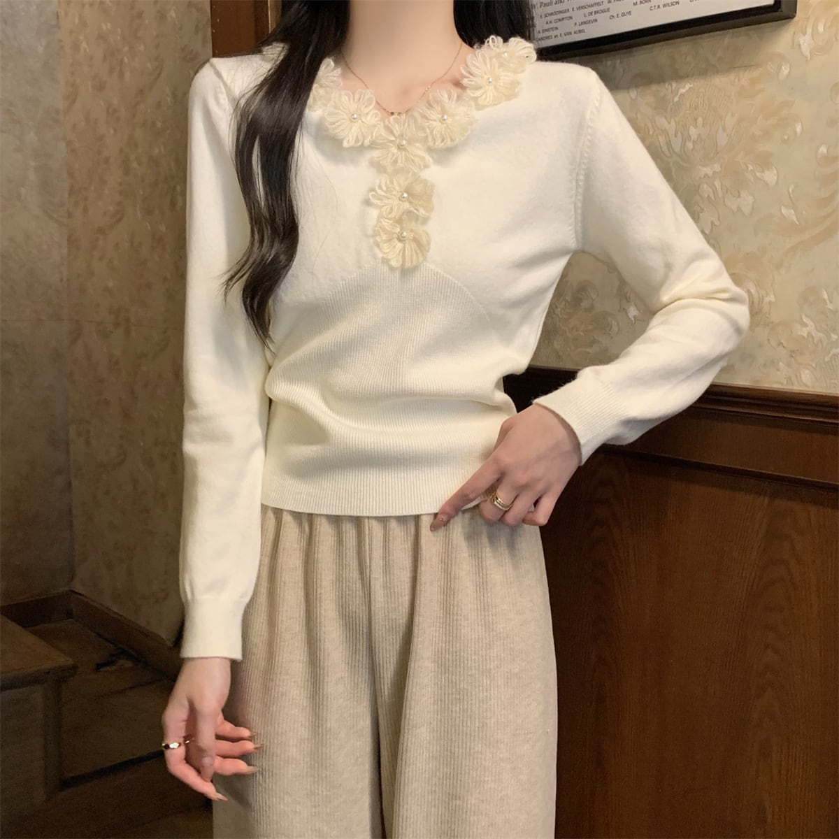 【tops】立体フラワーニットトップス　M28671