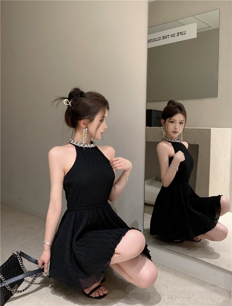 【dress】ビジューノースリーブワンピース　M24140