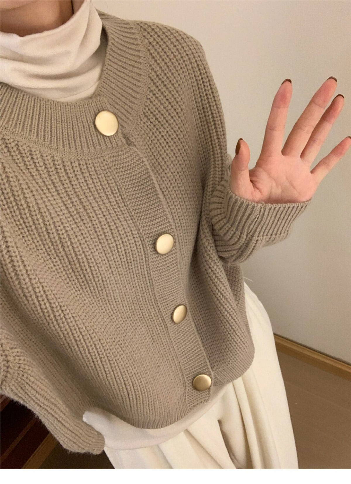 【outer】クルーネックニットカーデ　M18817