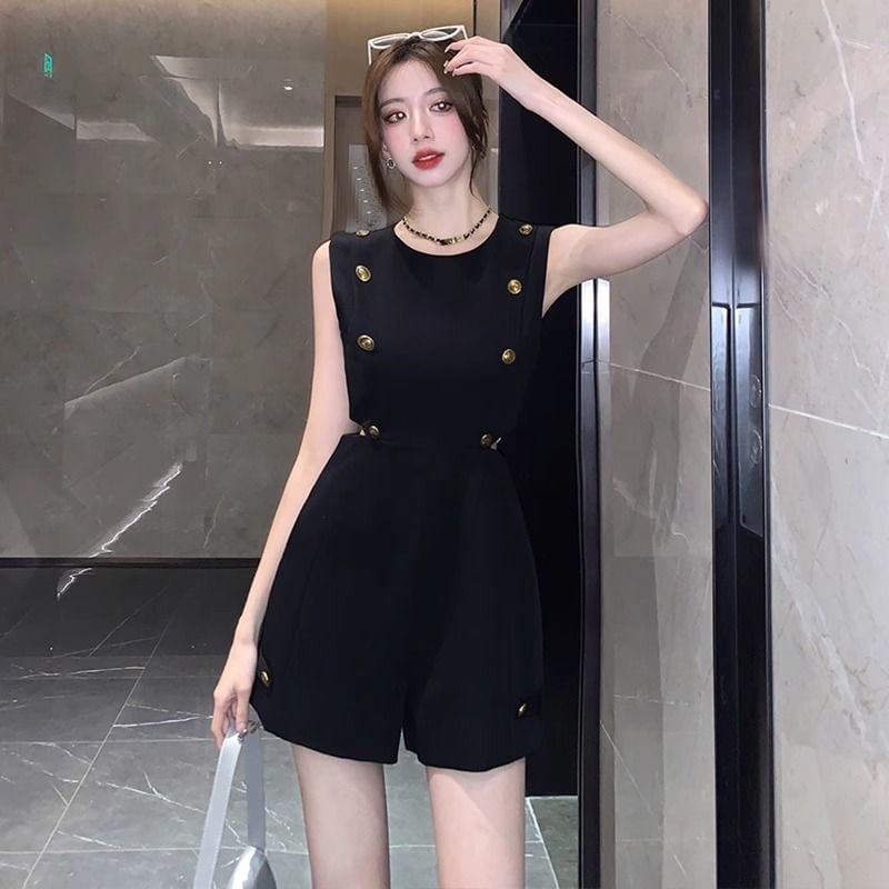 【set】ノースリーブ透かし彫りオールインワンF7374