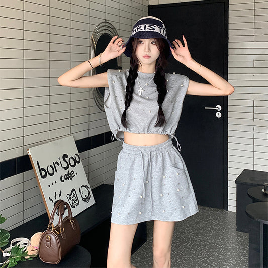 【set】ノースリーブTシャツ+スカート２点セットG22713