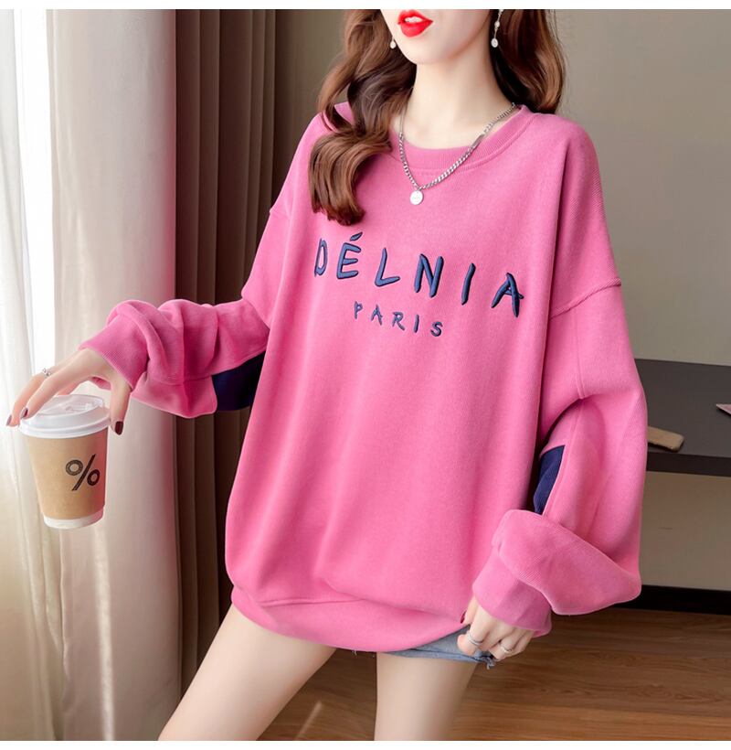 【tops】必ず目を引く秋新作〜3色ラウンドネック長袖ファッション配色英字柄着回しパーカーF0729