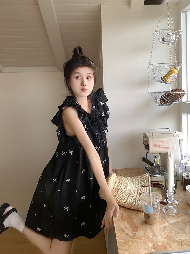【dress】リボン刺繍ワンピース　M25039