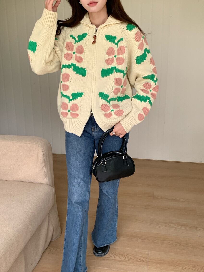 【outer】ジャカードニットカーデ　M28680