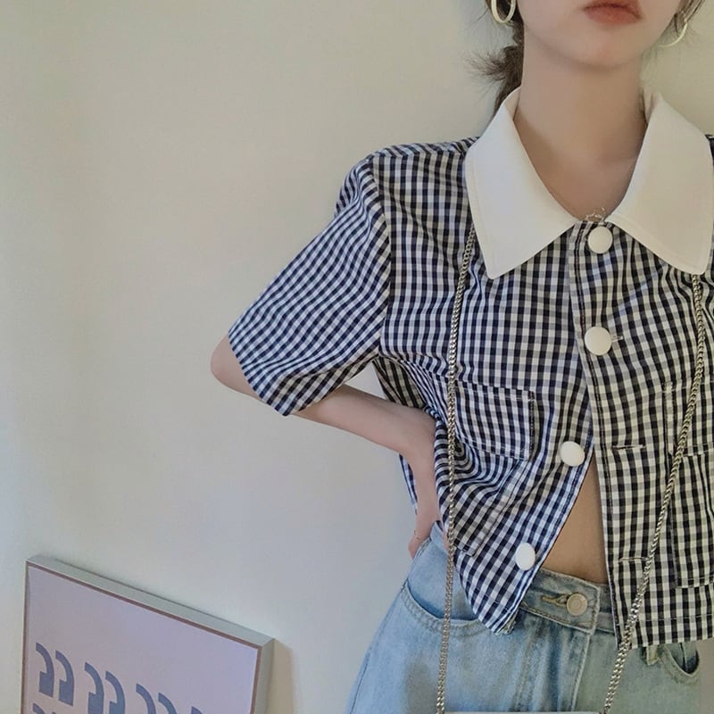 【tops】チェック柄シャツトップス　M25316