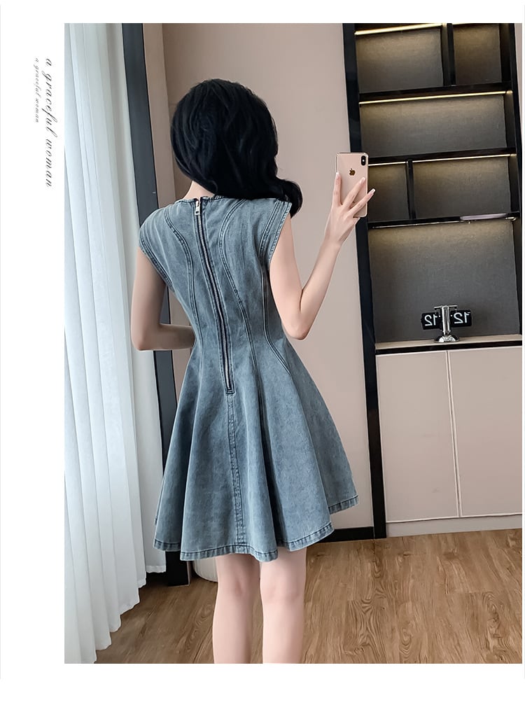 【dress】ノースリーブデニムワンピース　M24565