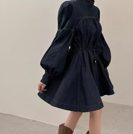 【dress】リボン付きデニムワンピース　M29769