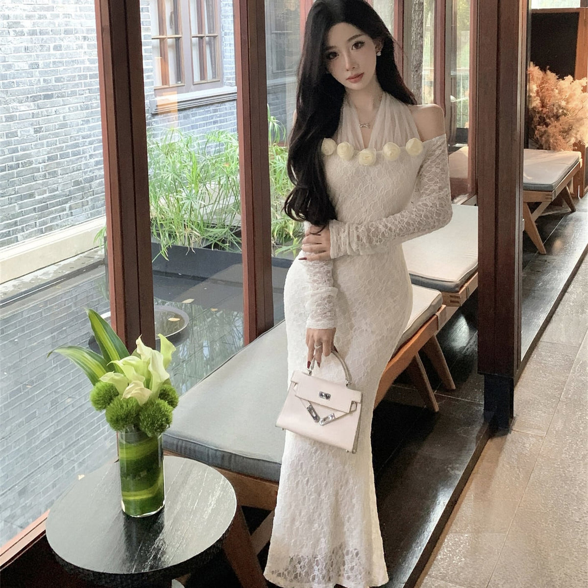 【dress】レースチュールドッキングワンピース　M27960