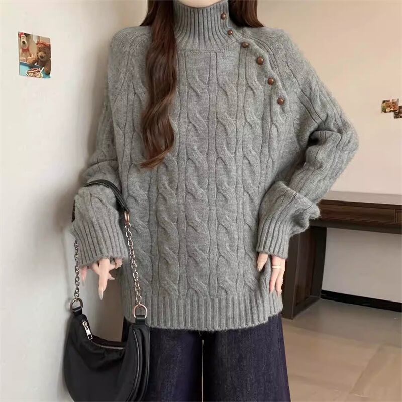 【tops】ハイネックニットトップス Q7314