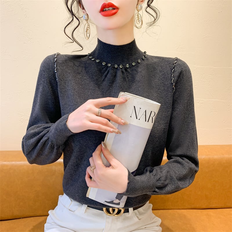 【tops】ビジューニットトップス　M27840