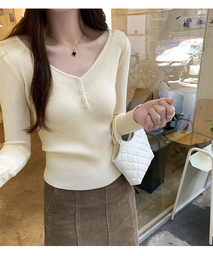 【tops】Vネックニットトップス　M27661