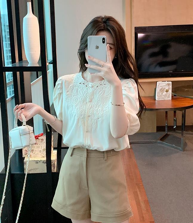 【tops】透かし彫りブラウスF7502