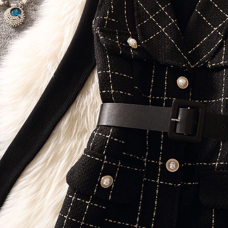 【set】ニットトップス×ベストワンピースセット Q8362