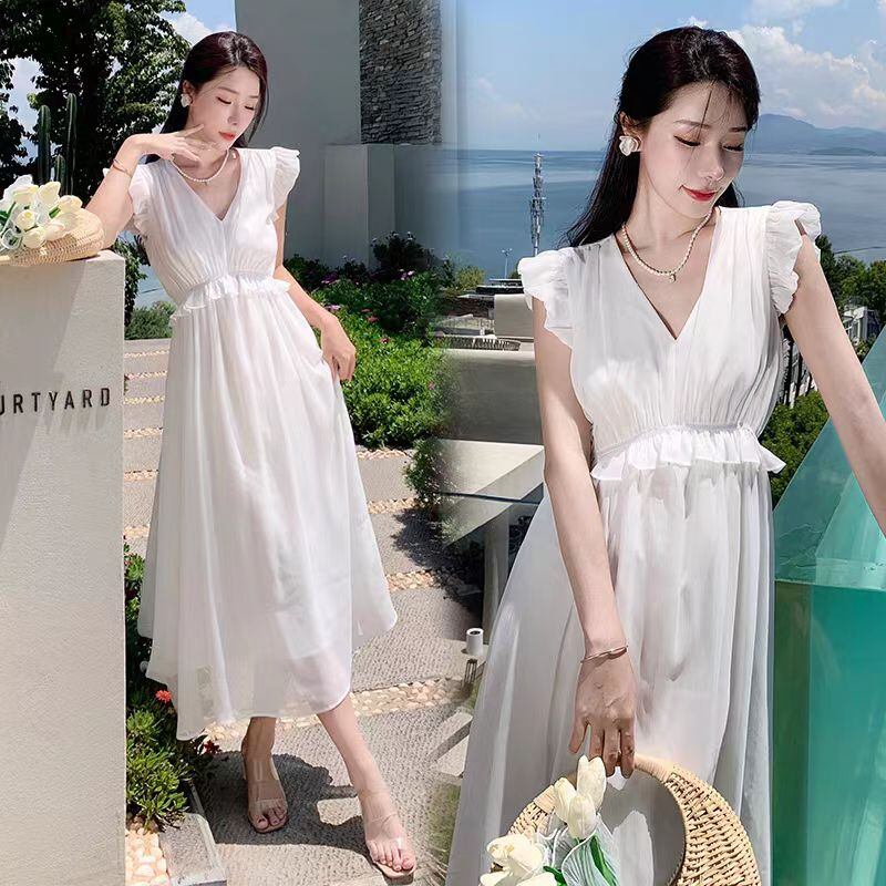 【dress】ギャザー海旅行ワンピース G20066