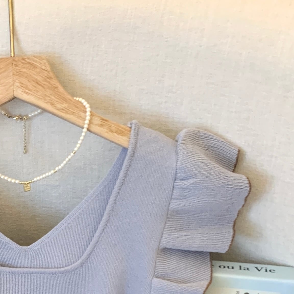 【tops】5色フレンチスリーブニットＴシャツF7442