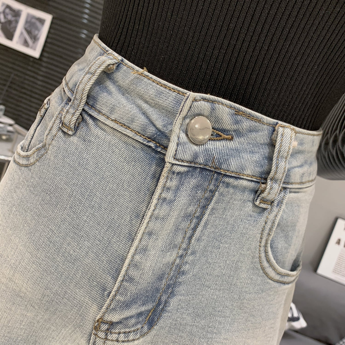 【bottoms】バックリボンデニムショートパンツ　M30724