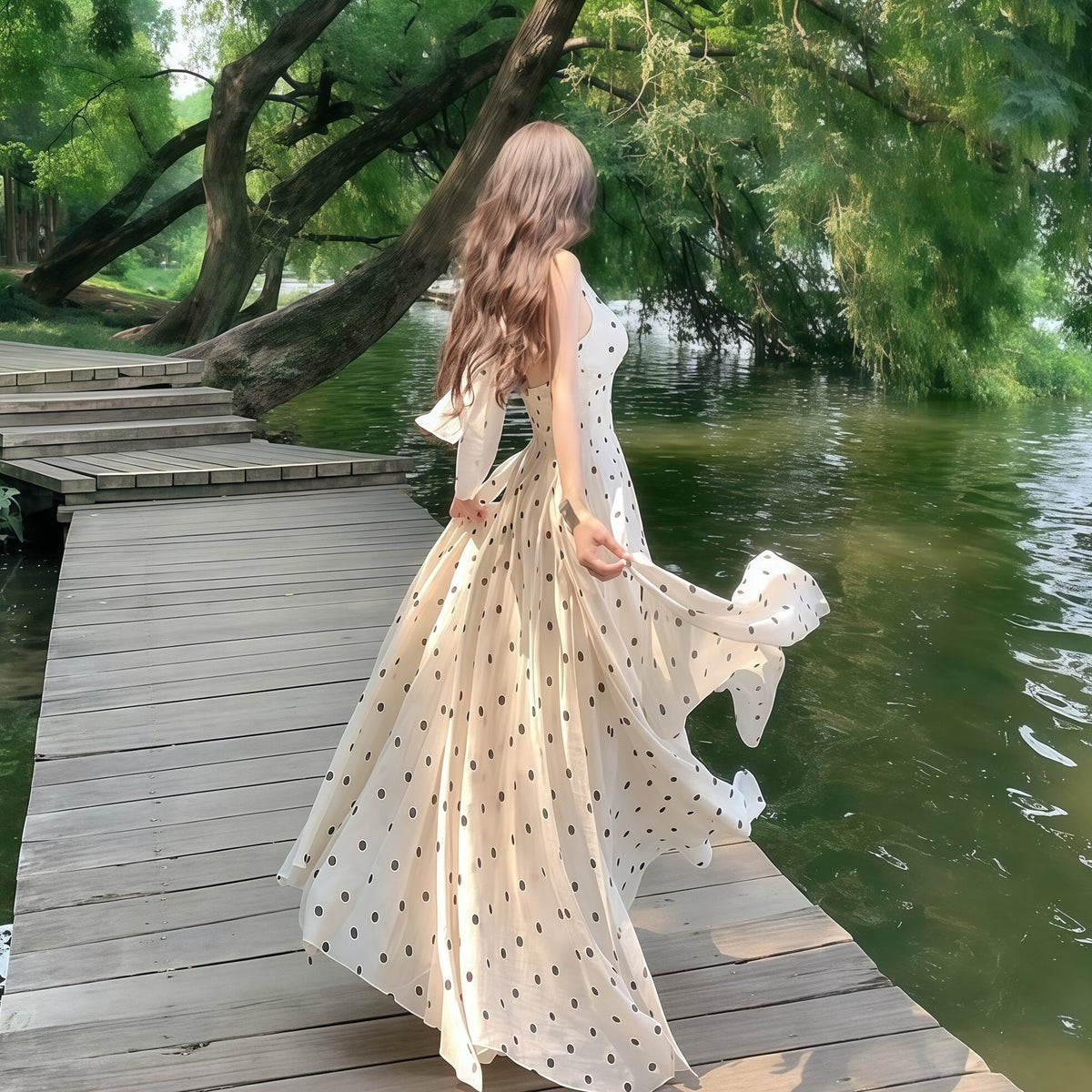 【dress】ホルターネックドット柄ワンピース　M32167
