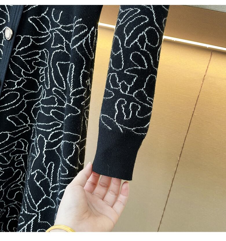 【dress】ジャカードVネックニットワンピース　M27683