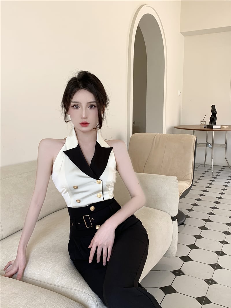 【set】ホルターネックトップス+パンツ２点セットG21316