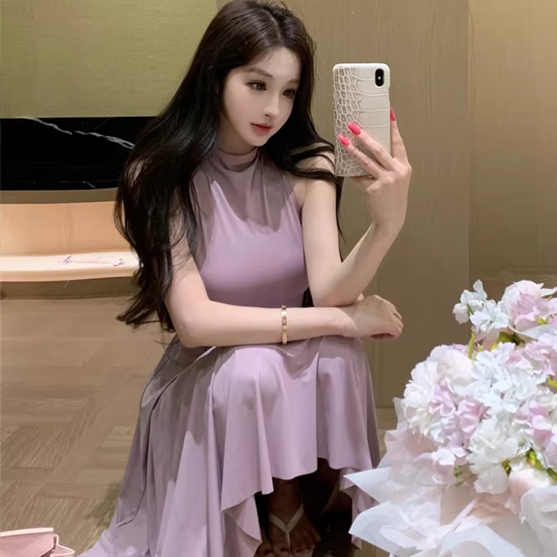 【dress】ノースリーブロングワンピース Q8375