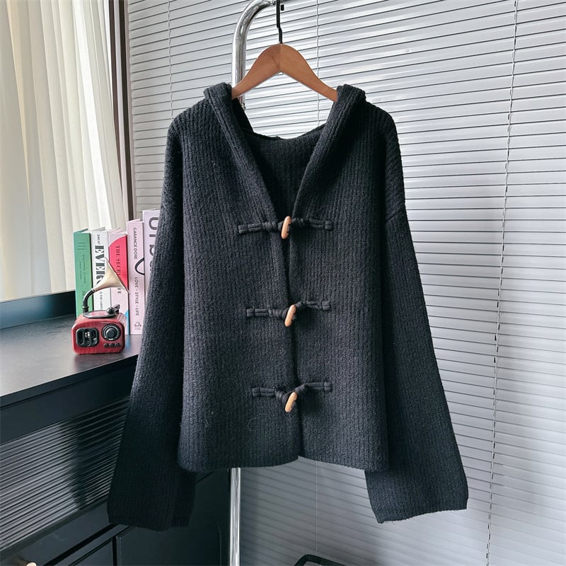 【outer】フード付きニットカーデ　M26388