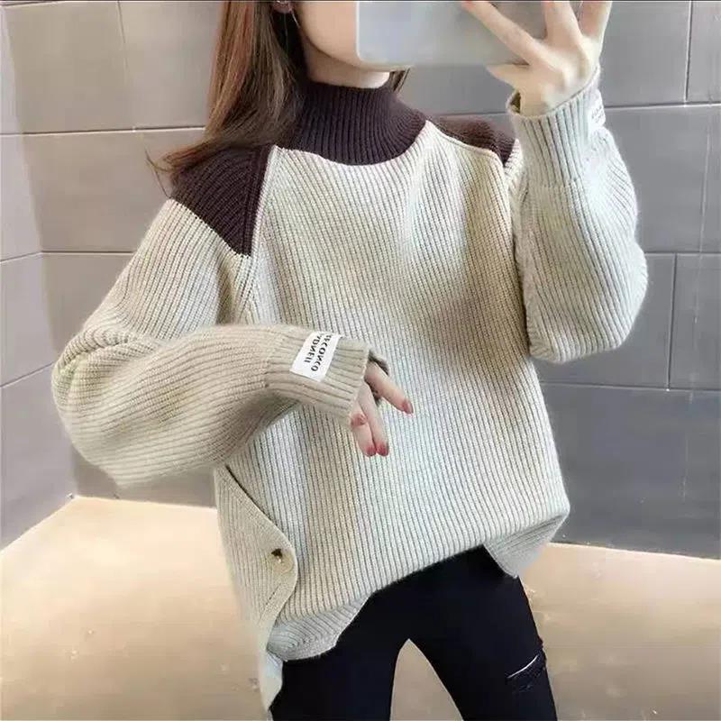 【tops】配色ニットセーター　M28668