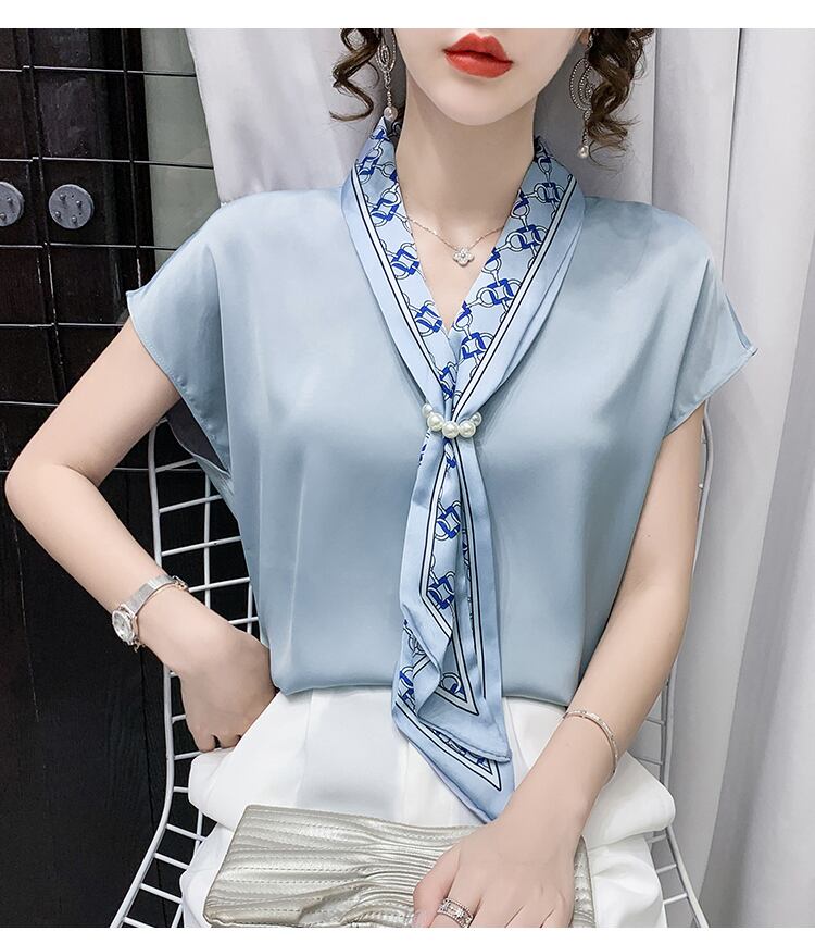 【tops】エレガント フランス風 上品なシルエットスウィートノースリーブシフォンシャツ G6716