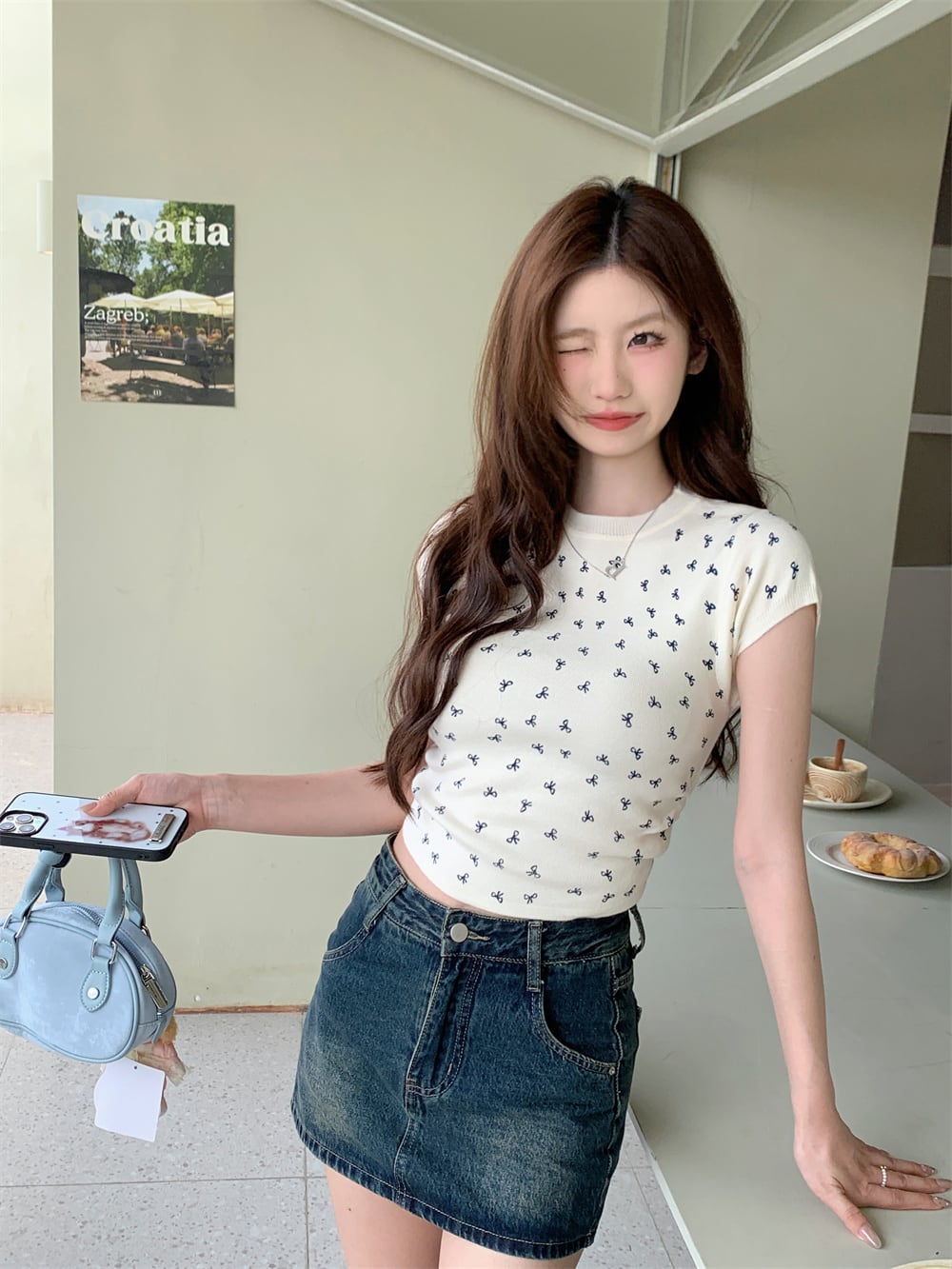 【tops】リボンニットTシャツG21554