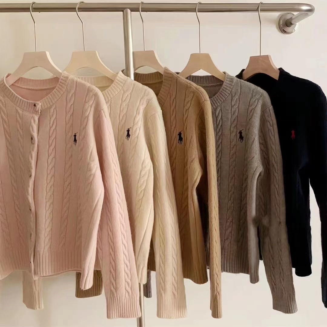 【outer】ポロカラーニットカーディガンF8142