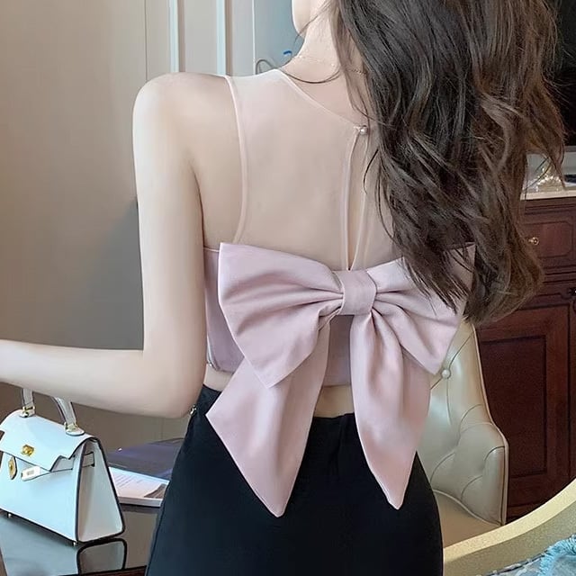 【tops】リボン付きタンクトップF7083