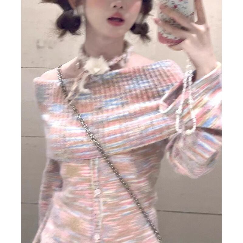【tops】オフショルダーニットセーター　M28486