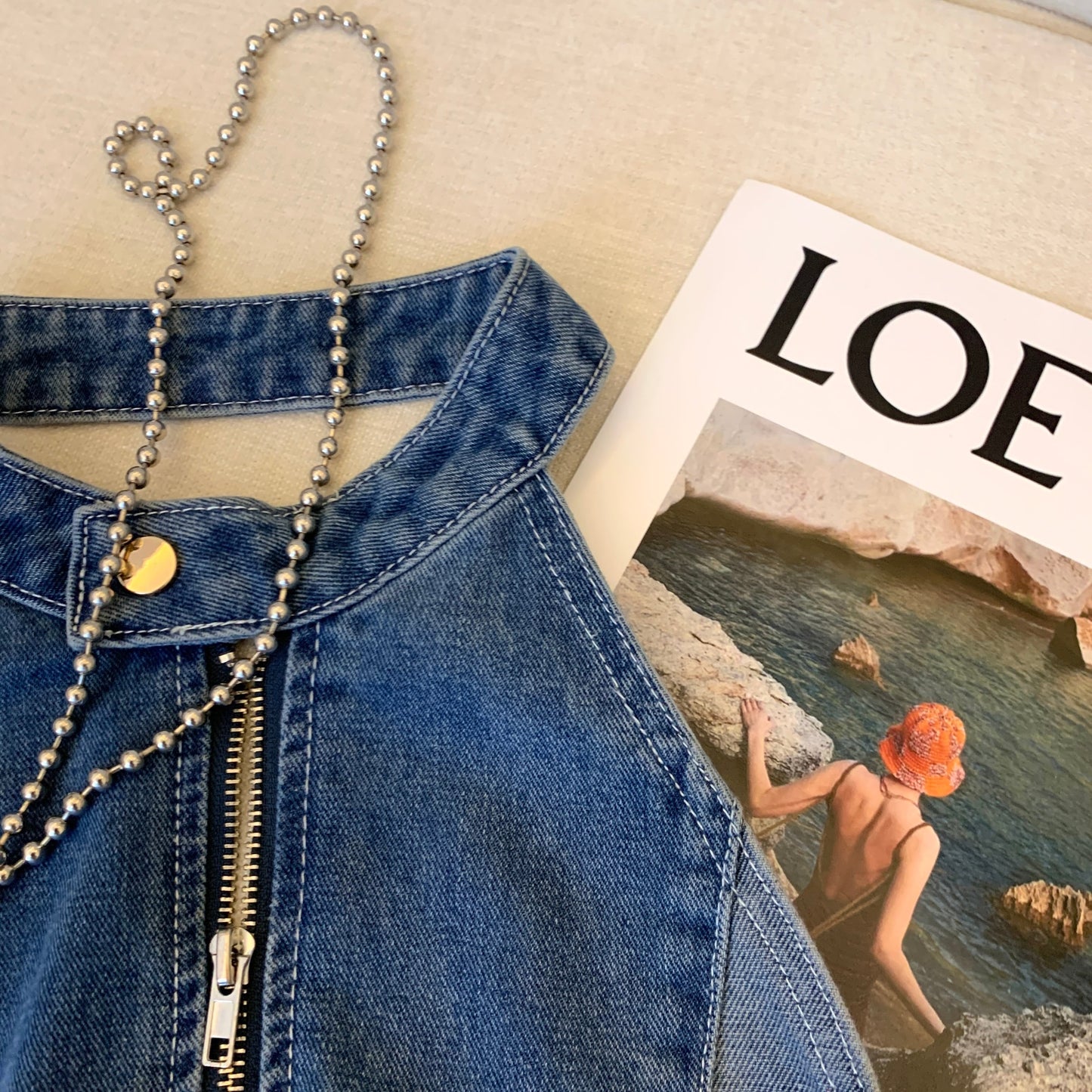 【tops】ファスナーデニムキャミソールG20350