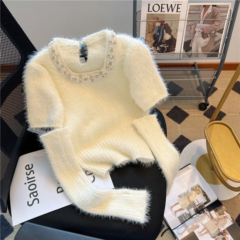 【tops】パールニットセーターアームカバー付き　M26419