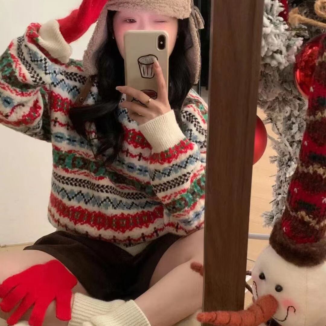 【tops】ジャカードニットセーター　M27261