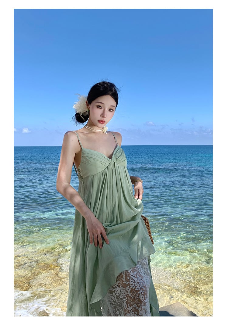 【dress】レース切り替えキャミワンピース　M25185